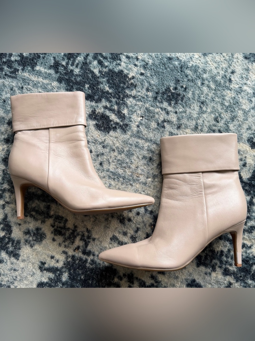 Marc Fisher Pointed-Toe Fold-Over Ankle Boots — Blush Taupe Leather